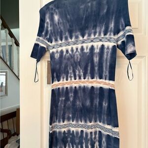 Anthropologie Blue Tie-Dye Midi Dress